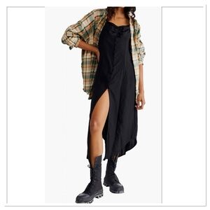 Free People Luna Maxi Top Button Down Black Extra Small